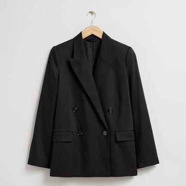Black Short Wool Blend Blazer