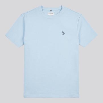 Blue Waffle Knit Cotton T-Shirt