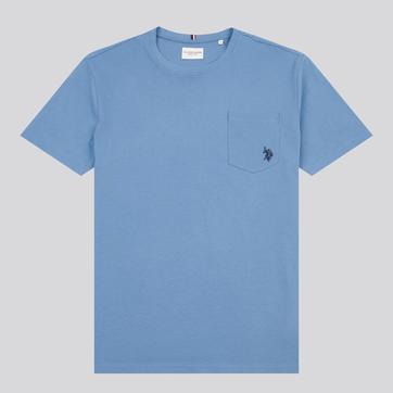 Blue Patch Pocket Cotton T-Shirt
