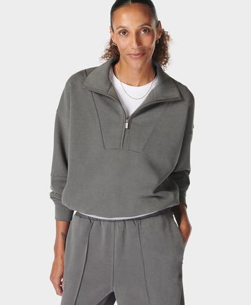Sand Wash Funnel Neck Half Zip - Charcoal Grey