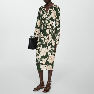 Green Linen Shirt Dress With Bow