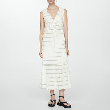Off White Bow Striped Dress
