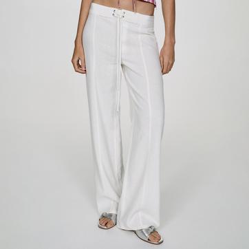 Off White Bow Linen Trousers
