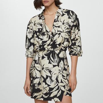 Black Floral Shirt Dress