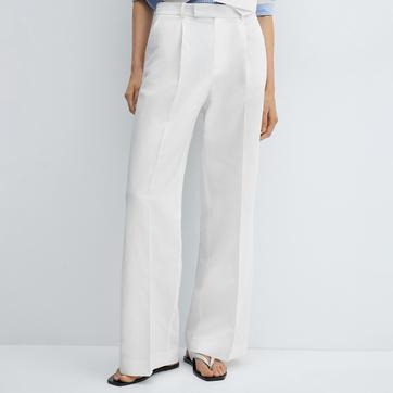 White Pleated Suit Trousers
