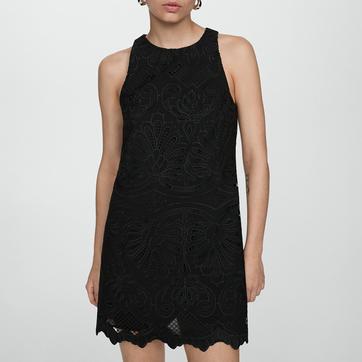 Black Embroidered Short Dress