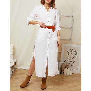 Blanc Linen Midi Dress