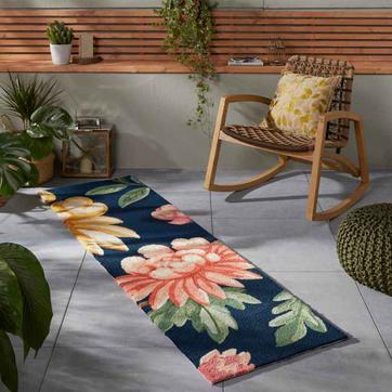 Navy Wedgewood Midnight Garden Outdoor Runner 438805, 60x200