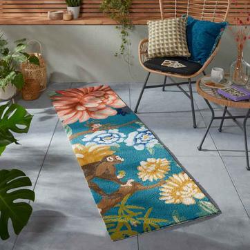 Teal Wedgewood Sapphire Garden Outdoor Runner 438708, 60x200