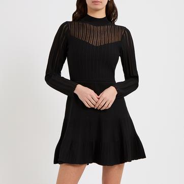 Black Clemmy Knitted Flippy Dress