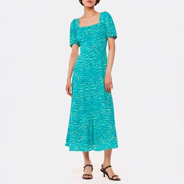 Green Sketched Grass Midi Dress 