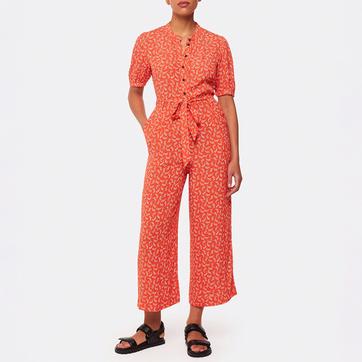 Red Micro Floral Jumpsuit
