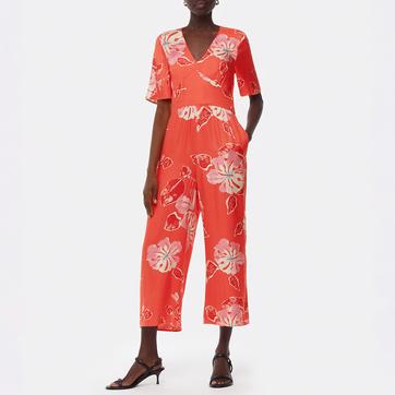 Orange Hibiscus Print Aimee Jumpsuit