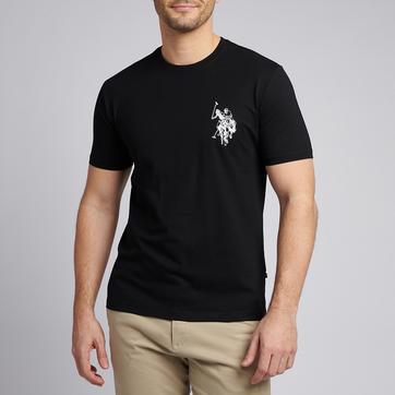 Black Large Embroidered Player Cotton T-Shirt