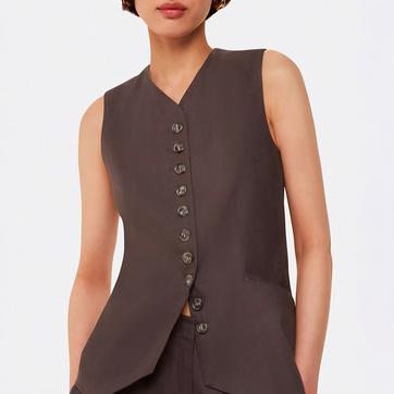 Grey Mila Linen Blend Waistcoat 