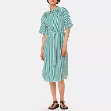 Green Stripe Linen Blend Dress