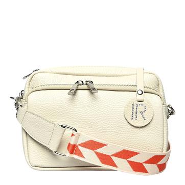 Beige Italian Leather Crossbody Bag