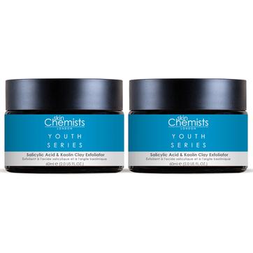 skinChemists Youth Series Salicylic Acid & Kaolin Clay Exfoliator 60ml x 2 Duo Pack