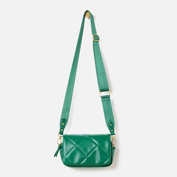 Green Caris Quilted Crossbody Bag