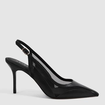 Black Ellie Mesh Court Slingbacks