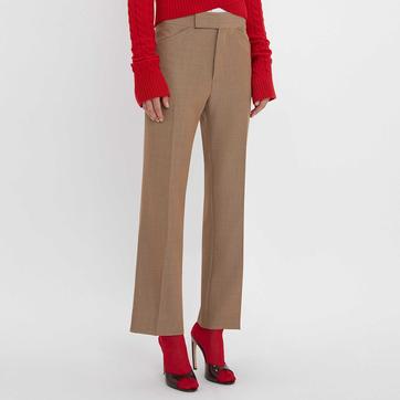 Tan Cropped Flare Trouser