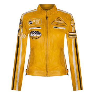 Infinity Leather Brando Giacca Moto In Vera Pelle Di Mucca, Cerniera Incrociata, Nero, Taglia L - 4