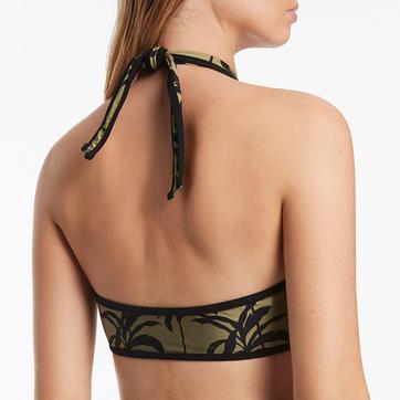 Olive Palme Halter Tie Top