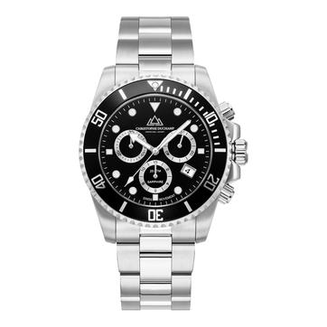 Men's Marine Chrono Black & Silver Watch 44mm