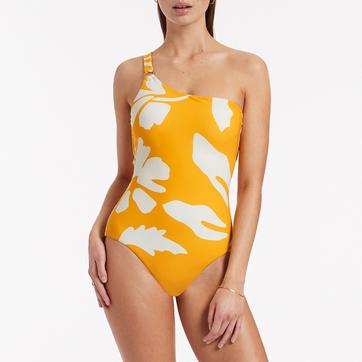 Yellow Emporio One Shoulder One Piece Swimsuit