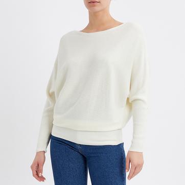 Ivory Ilara Draped Ribbed Cashmere Blend Top