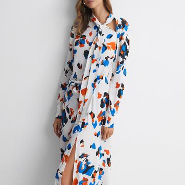 White Niyah Printed Midi Dress