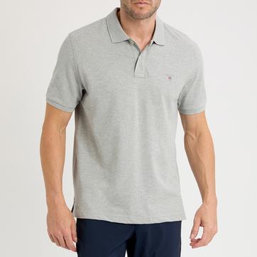 Grey Embroidered Shield Logo Cotton Polo Shirt