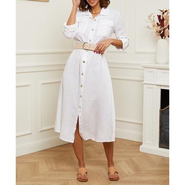 White Maxi Linen Dress