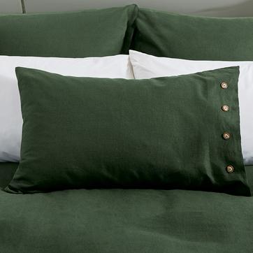Linen Cotton, Standard Pillowcase, Green