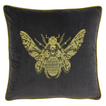 Cuscino Rettangolare Paoletti Bumble In Velluto Giallo Con Api 30x50 Cm - 3