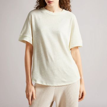 Ivory Kcarina Jersey Linen Blend T Shirt Image