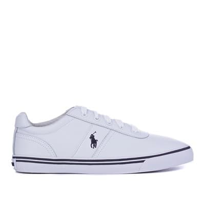 Men's White Leather Lace-Up Trainers