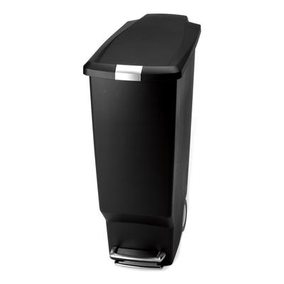 40L Slim Bin, Black Plastic