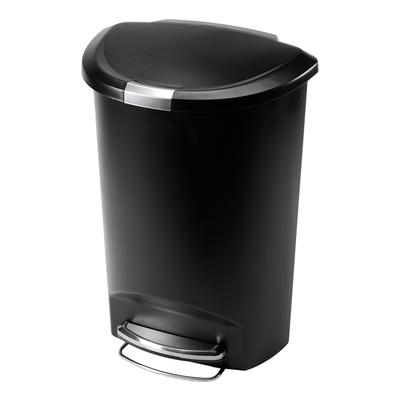 50L Semi Round Black Pedal Bin