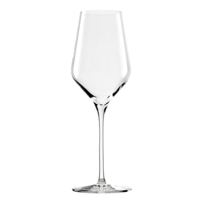 Set of 6 Quatrophil Crystal White Wine Glasses, 404ml