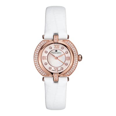 Women's Rose Gold/White Mother of Pearl/Crystal Mille Cailloux Watch