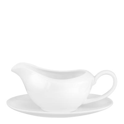 White Serendipity Fine Bone China Gravy Boat & Stand