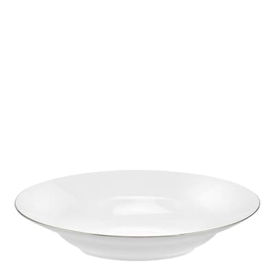 Set of 4 White Platinum Serendipity Fine Bone China Soup Plates