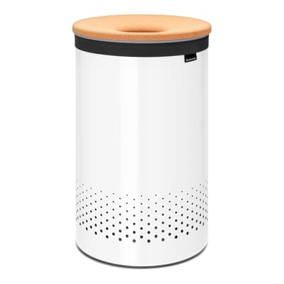 White Laundry Bin with Cork Lid, 60L