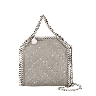 Grey Falabella Studded Quilted Shaggy Deer Tiny Tote