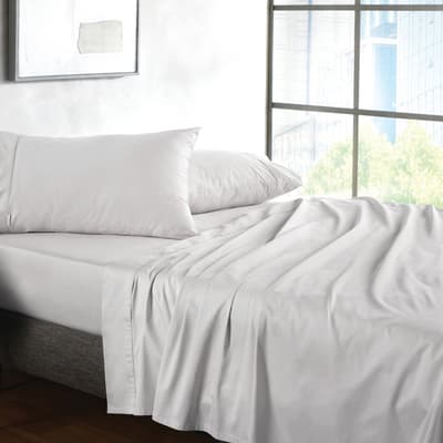 500TC Sateen King Fitted Sheet, Silver