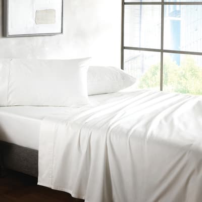 500Tc Sateen Double Fitted Sheet, Snow
