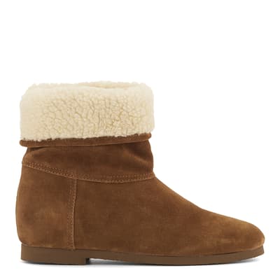 Brown Suede Livvy Flat Faux Fur Boots