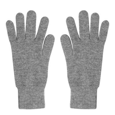 Grey Marl Cashmere Short Ribbed Gloves