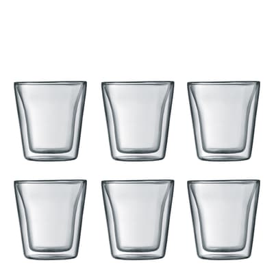 Set of 6 Small Double Wall Glass 0.1l